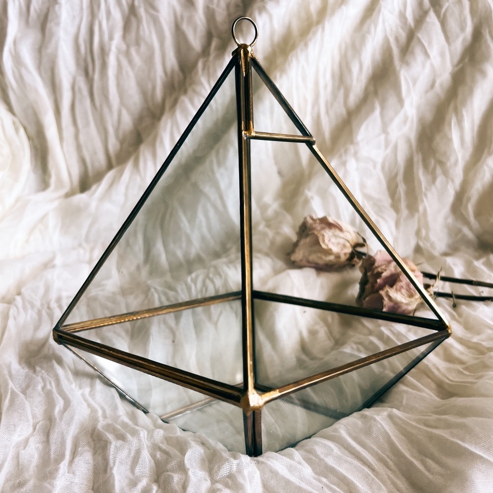 Urban Outfitters Gold Brass Pyramid Terrarium